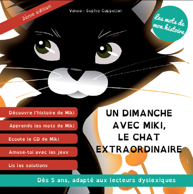 Un dimanche avec Miki, le chat extraordinaire - Livre CD pour enfants dyslexiques Dyslexie et concentration La family shop   