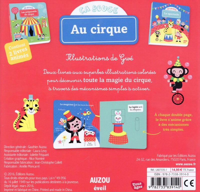 Coffret "ça bouge": Au cirque - Livre tout-carton Livres La family shop   