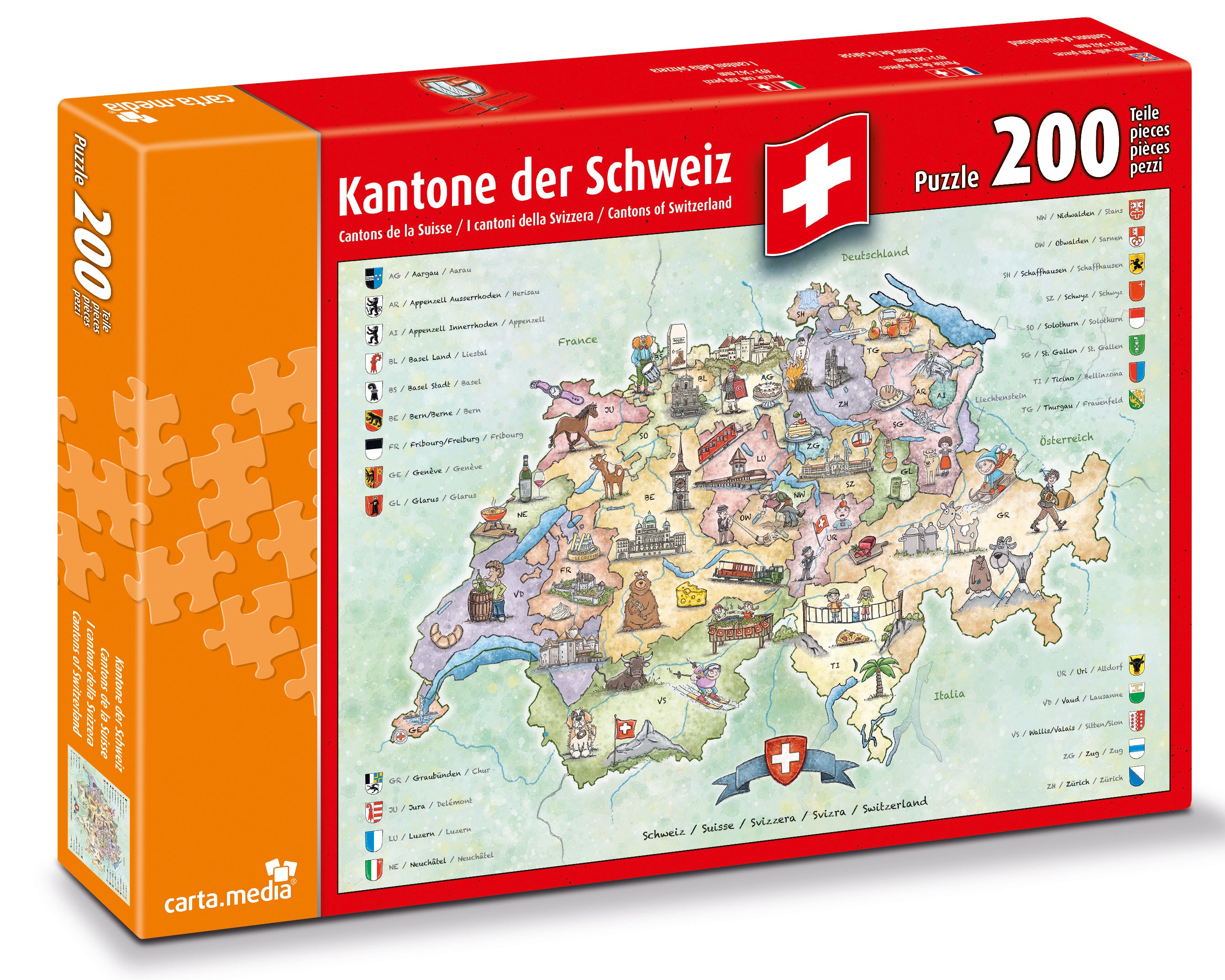 Puzzle carte de Suisse - 200 pièces - Dès 7 ans Jeux & loisirs créatifs Opitec - 326801   