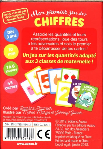 Cartes: Mon premier jeu de chiffres: apprendre les quantités Jeux & loisirs créatifs La family shop   