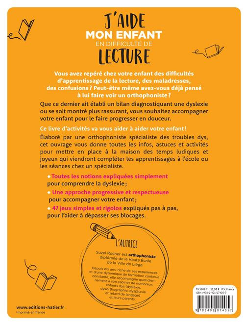 J'aide mon enfant en difficulté de lecture - 1-6 ème harmos Dyslexie et concentration OLF   