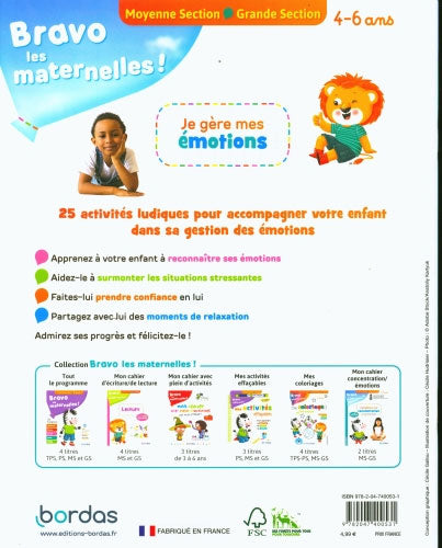 J'améliore mes émotions - 4/6 ans Cahiers de jeux La family shop   
