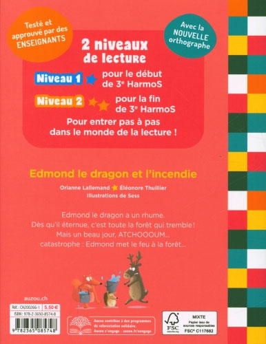 Loup en 3ème harmos N1 : Edmond le dragon et l'incendie Livres La family shop