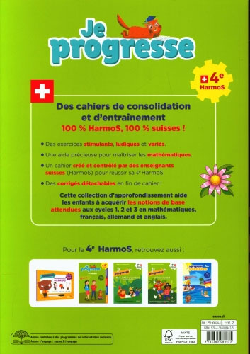 4ème HarmoS - 4H - Je progresse en maths Appuis scolaires La family shop   