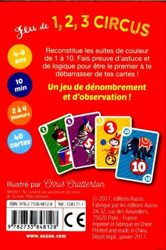 1-2-3 circus, un jeu de cartes pour dénombrer et observer les chiffres Jeux & loisirs créatifs La family shop   