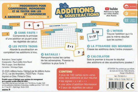 Défis additions et soustractions - Dès 5 ans - 2 à 5ème harmos Jeux & loisirs créatifs La family shop   