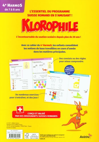 Mon année de 4P - Klorophile - Maths- Français - 4ème harmos Appuis scolaires La family shop   