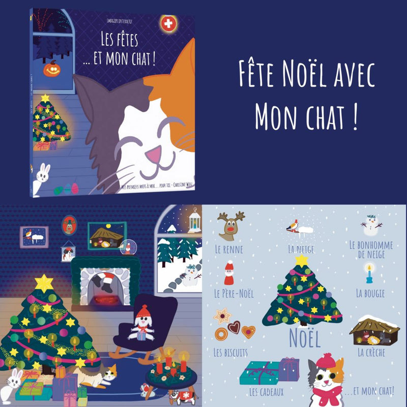 Les fêtes et mon chat ! Un imagier Suisse sur Noël et les autres fêtes! Livres La family shop   