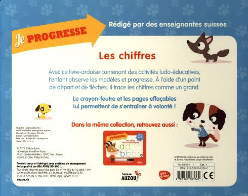 1ère et 2ème HarmoS - Les chiffres - Livre-ardoise Appuis scolaires La family shop   