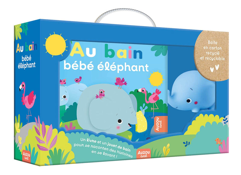 Coffret de bain - Livre de bain et jeu - Au bain bébé éléphant ! Livres La family shop   