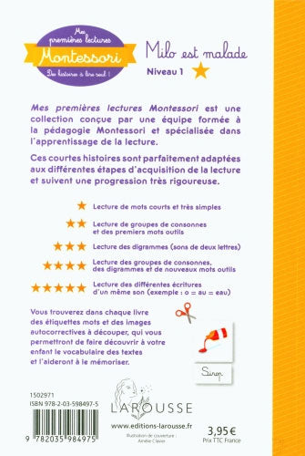 Milo est malade - Mes premières lectures Montessori - Lettres en lié (cursive) - N1 Montessori & Steiner La family shop   