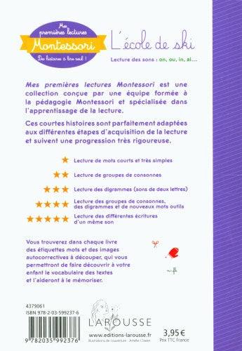 L'école de ski - Mes premières lectures Montessori - Lettres en lié (cursive) - N3 Montessori & Steiner La family shop   