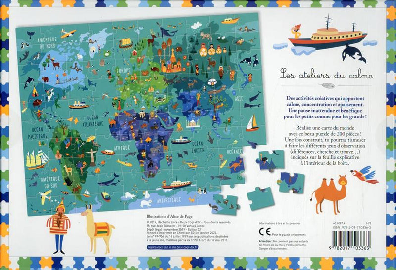 Puzzle Monde - Dès 6 ans - 200 pièces - Jeu éducatif.