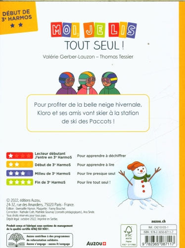 Moi je lis tout seul - N3 - 3ème HarmoS - Klorophile : ski aux Paccots Livres La family shop   